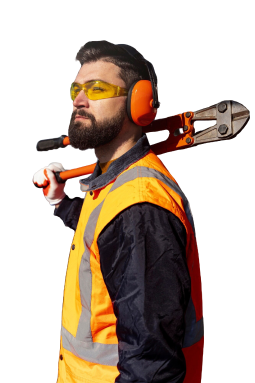 man wearing saftey equipment